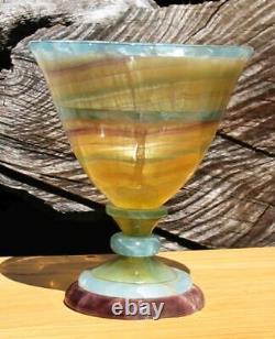 Amazing, One Of A Kind Rock Art, Large RAINBOW FLUORITE & BLUE ONYX GOBLET