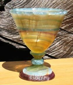 Amazing, One Of A Kind Rock Art, Large RAINBOW FLUORITE & BLUE ONYX GOBLET