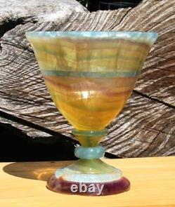 Amazing, One Of A Kind Rock Art, Large RAINBOW FLUORITE & BLUE ONYX GOBLET