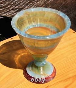 Amazing, One Of A Kind Rock Art, Large RAINBOW FLUORITE & BLUE ONYX GOBLET