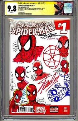 Amazing Spider-man #1 Cgc Ss 9.8 Signed & Sketched Stan Lee & 8 Legends Rare
