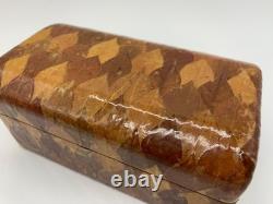 Amazing Vintage Leaves Decoupage Folk Art One of a Kind Box