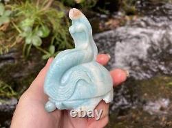 Amazonite Mermaid Stone Carving One Of A Kind Ocean Goddess Turtle Blue Crystal