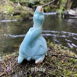Amazonite Mermaid Stone Carving One Of A Kind Ocean Goddess Turtle Blue Crystal