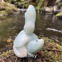 Amazonite Mermaid Stone Carving One Of A Kind Ocean Goddess Turtle Blue Crystal