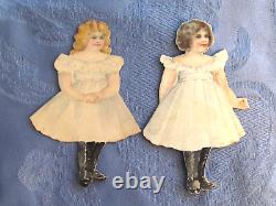 Antique 1900s Handmade Drawn Painted Paper Dolls One of a Kind 6 sets