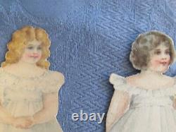 Antique 1900s Handmade Drawn Painted Paper Dolls One of a Kind 6 sets