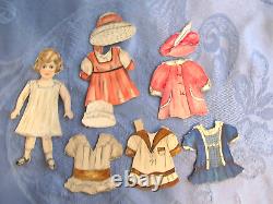 Antique 1900s Handmade Drawn Painted Paper Dolls One of a Kind 6 sets