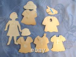 Antique 1900s Handmade Drawn Painted Paper Dolls One of a Kind 6 sets