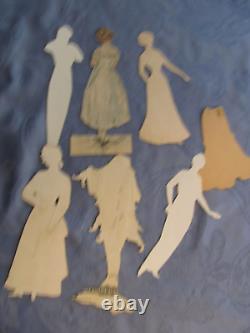 Antique 1900s Handmade Drawn Painted Paper Dolls One of a Kind 6 sets