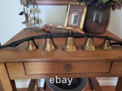 Antique Brass Sleigh Bells with Leather Straps. One of a Kind