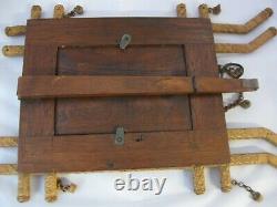 Antique Folk Art Picture Frame, Hand Woven One-Of-A-Kind Tramp Art Primitive