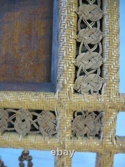 Antique Folk Art Picture Frame, Hand Woven One-Of-A-Kind Tramp Art Primitive