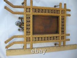 Antique Folk Art Picture Frame, Hand Woven One-Of-A-Kind Tramp Art Primitive