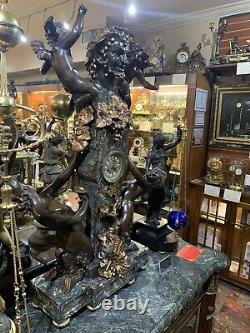 Antique French Bacchus God Of Wine Clock Signed One Of A Kind Very Large