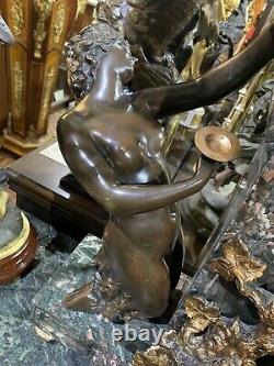 Antique French Bacchus God Of Wine Clock Signed One Of A Kind Very Large