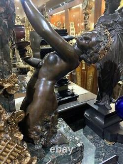 Antique French Bacchus God Of Wine Clock Signed One Of A Kind Very Large