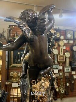 Antique French Bacchus God Of Wine Clock Signed One Of A Kind Very Large