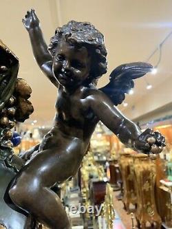 Antique French Bacchus God Of Wine Clock Signed One Of A Kind Very Large