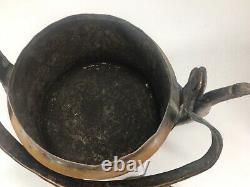 Antique One Of A KindHand-Forged Dovetailed Copper Tea Kettle Etched Flowers