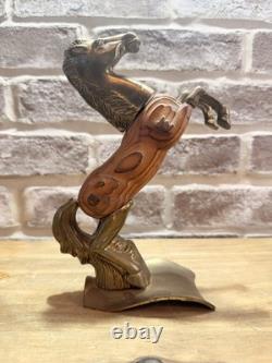 Antique One Of A Kind Brass Wood Horse Sculpture 8