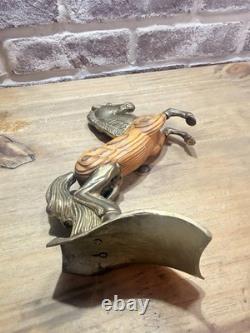 Antique One Of A Kind Brass Wood Horse Sculpture 8