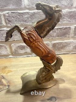 Antique One Of A Kind Brass Wood Horse Sculpture 8