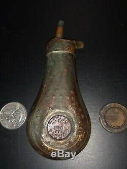 Antique One Of A Kind Civil War Relic Colt Black Powder Flask With Cap Tin