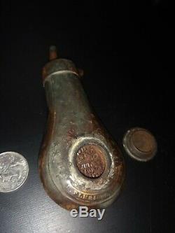 Antique One Of A Kind Civil War Relic Colt Black Powder Flask With Cap Tin