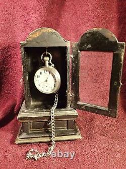 Antique One Of A Kind Pocket Watch Holder Case Locker Signed On Backside