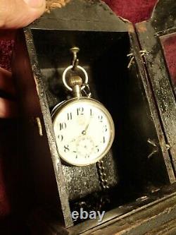 Antique One Of A Kind Pocket Watch Holder Case Locker Signed On Backside
