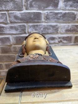 Antique One Of A Kind Wall Plaque Thai goddess Hand Carved Painted Sculpture