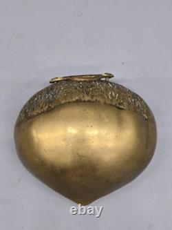 Antique One of A Kind Brass Walnut Coin Bank Stash