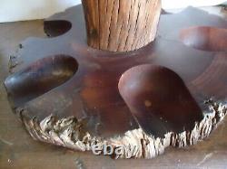 Antique One of a Kind Hand made Live Edge BURL Wood Pipe Rack / Primitive