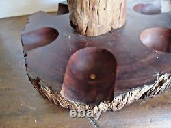 Antique One of a Kind Hand made Live Edge BURL Wood Pipe Rack / Primitive