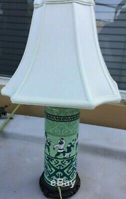Antique One -of-a-kind Cloisonne Lamp Chinese Circus Theme