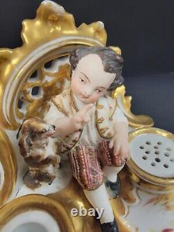 Antique Porcelain Figural Ink Well. One Of A Kind. Very Rare & Unique