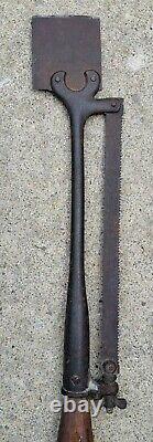 Antique Primitive Bark Spud Saw Combo Forged One of a Kind Timber Framing Tool