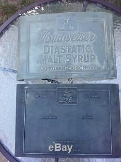 Antique Prohibition Budweiser Diastatic Malt Syrup Printing Plate One Of A Kind
