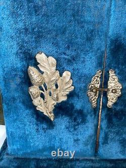 Antique Rare One Of A Kind victorian Blue velvet photo album