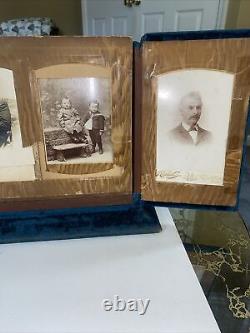 Antique Rare One Of A Kind victorian Blue velvet photo album