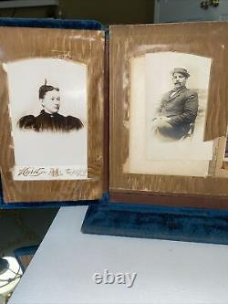 Antique Rare One Of A Kind victorian Blue velvet photo album