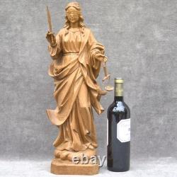 Antique handcarved lady justice 21.2 one of a kind 54 cm handmade wood statue