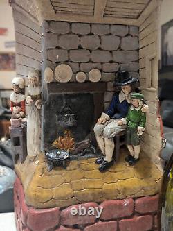 Antique scenic cottage pioneer ceramic ONE of a kind lamp