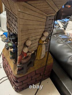 Antique scenic cottage pioneer ceramic ONE of a kind lamp