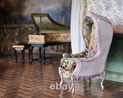 Artisan Miniature Dollhouse Maritza Moran Canopy Chair Needlepoint OOAK 2016