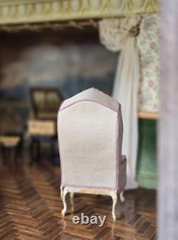 Artisan Miniature Dollhouse Maritza Moran Canopy Chair Needlepoint OOAK 2016