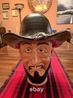 Artisan crafted pottery cowboy bank one of kind from Seagrove North Carolina