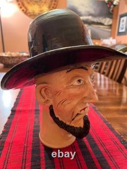 Artisan crafted pottery cowboy bank one of kind from Seagrove North Carolina