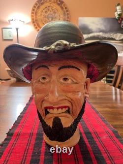 Artisan crafted pottery cowboy bank one of kind from Seagrove North Carolina